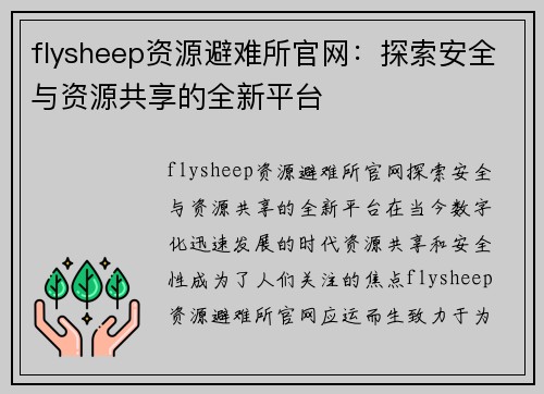 flysheep资源避难所官网：探索安全与资源共享的全新平台